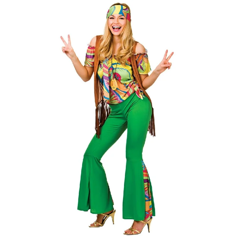 Womens Groovy Hippy Fancy Dress Party Halloween Costume Pencil Office Professional