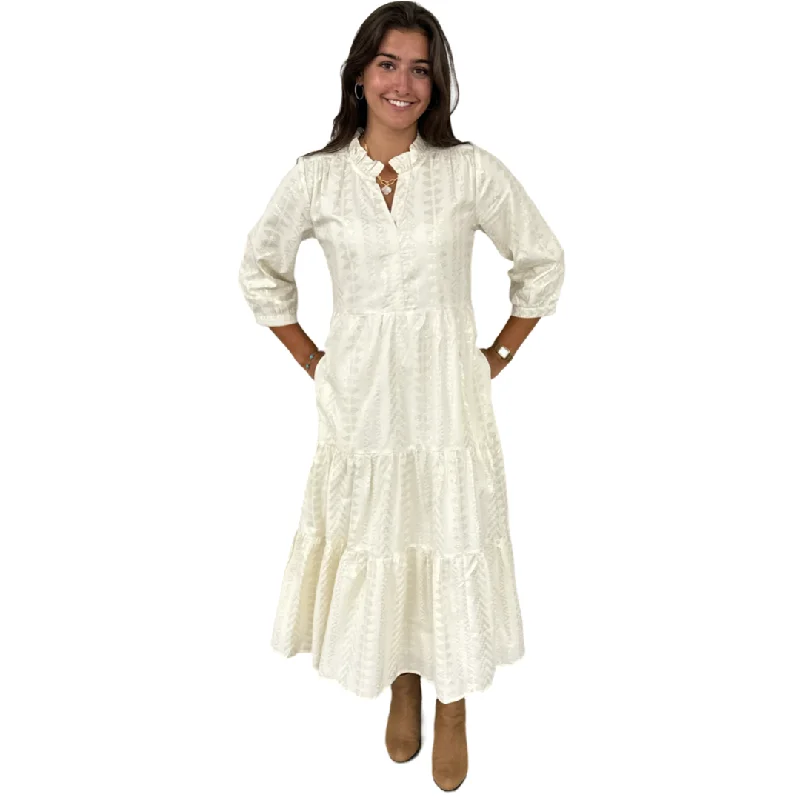 The Campbell Cream and Gold Jacquard Dress Tunic Top Casual