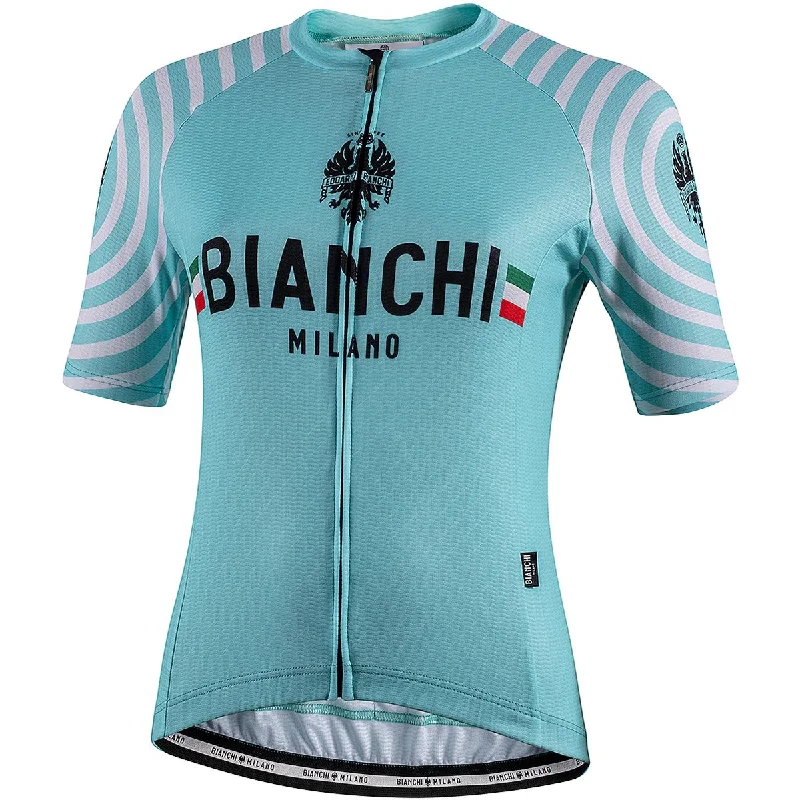 Bianchi Milano Altana Women's Cycling Jersey (Celeste) XS, XL Patterned Jersey Tee