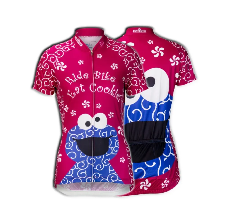 Sesame Street Cookie Monster Women's Pink Cycling Jersey (S, M, XL, 2XL) Linen Jersey Top