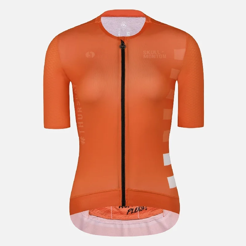 Skull Monton Cycling Jersey Womens Thursday II Orange Burgundy Jersey Tee