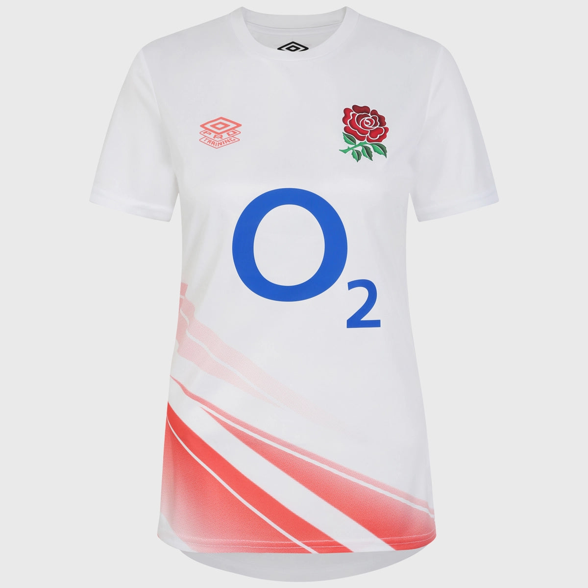 Umbro England Red Roses Women's Warm Up Rugby Jersey White Bamboo Jersey Tee