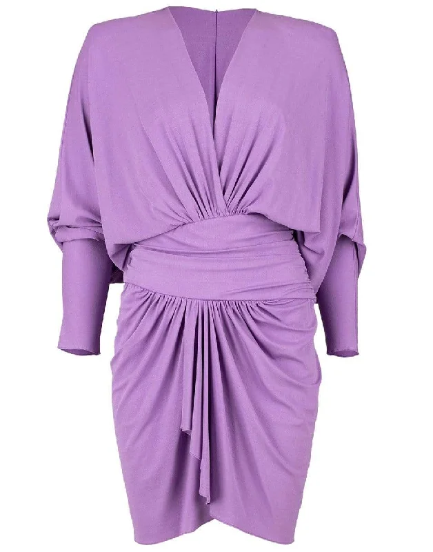 Long Sleeve Drape V-Neck Dress Tunics Essential wardrobe