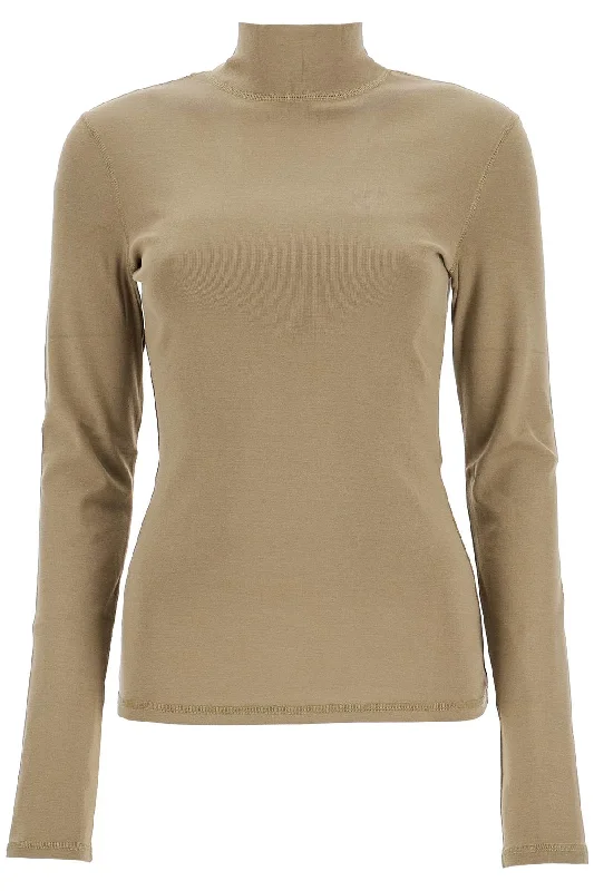 lightweight jersey top with turtle neck TO1148 LJ1016 GREEN BEIGE Cotton Jersey Tee