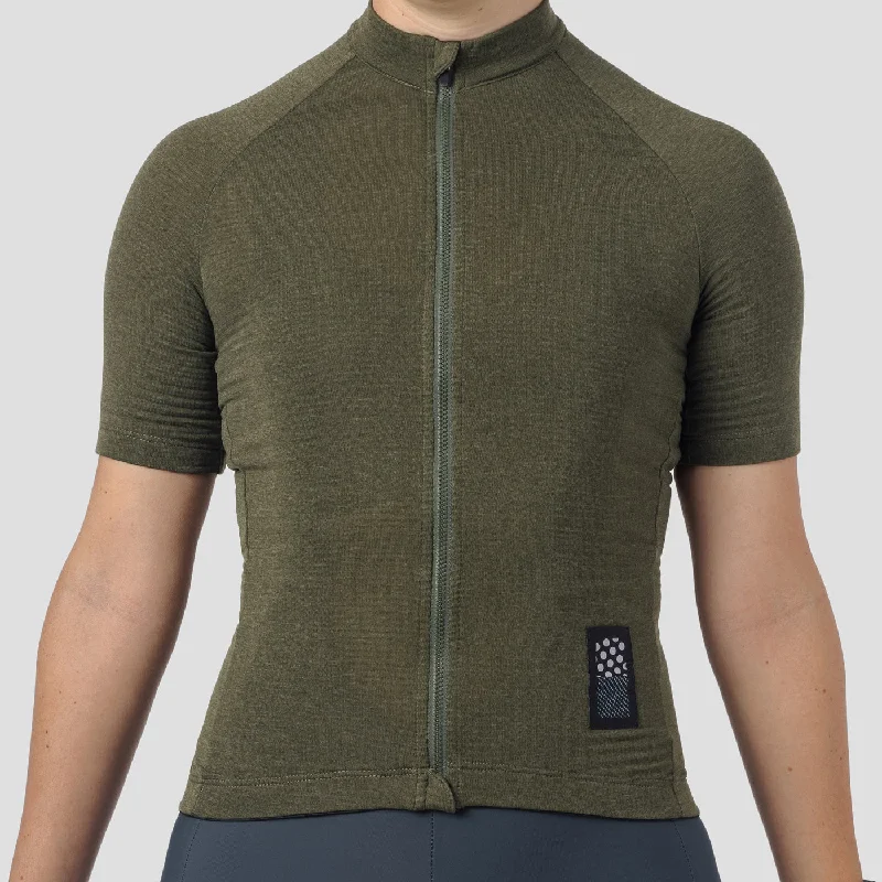 Women's Micro Grid Jersey - Olive Designer Jersey Tee