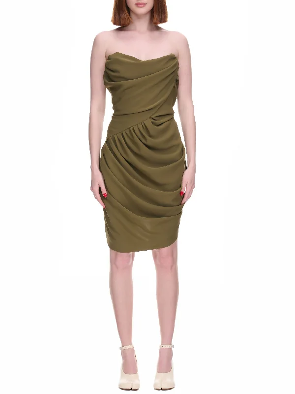 Pointed Corset Dress (1101031X-W00FC-SW-M402-OLIVE) Tunics Sophisticated sleek