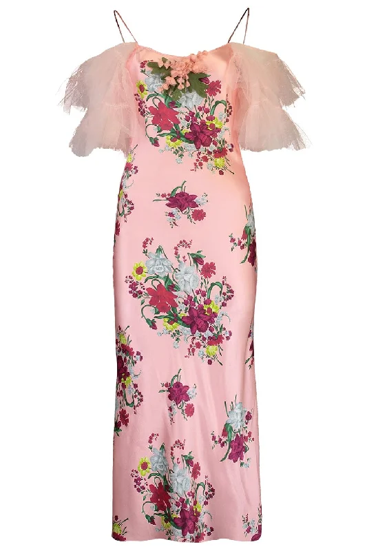 Floral Printed Tulle Dress Tunics Sophisticated sleek