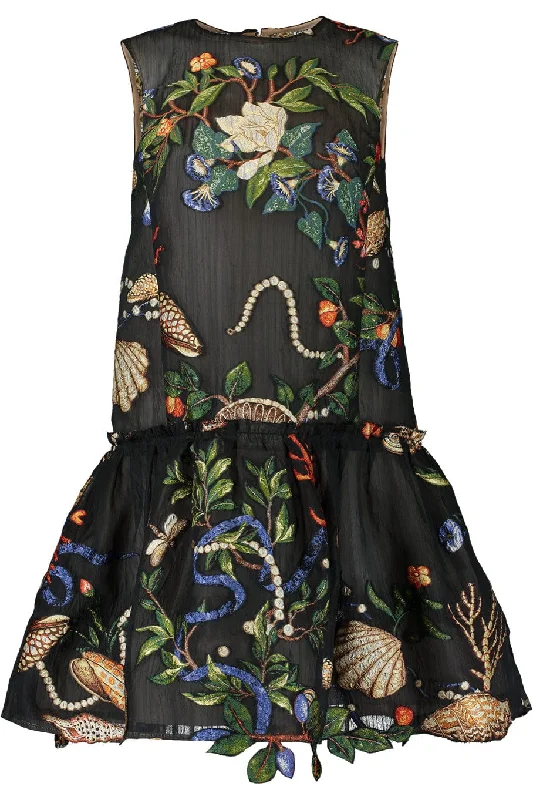 Sleeveless Pietre Dure Peplum Dress Off-the-shoulder Chic Trendy