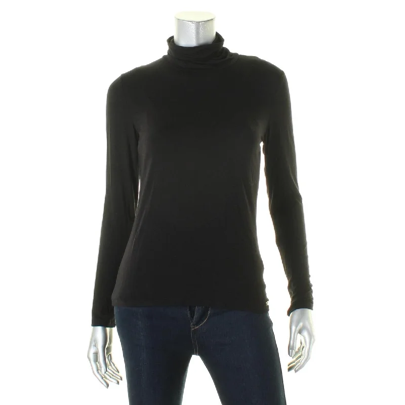 Womens Long Sleeves Jersey Turtleneck Top Royal Blue Jersey Shirt