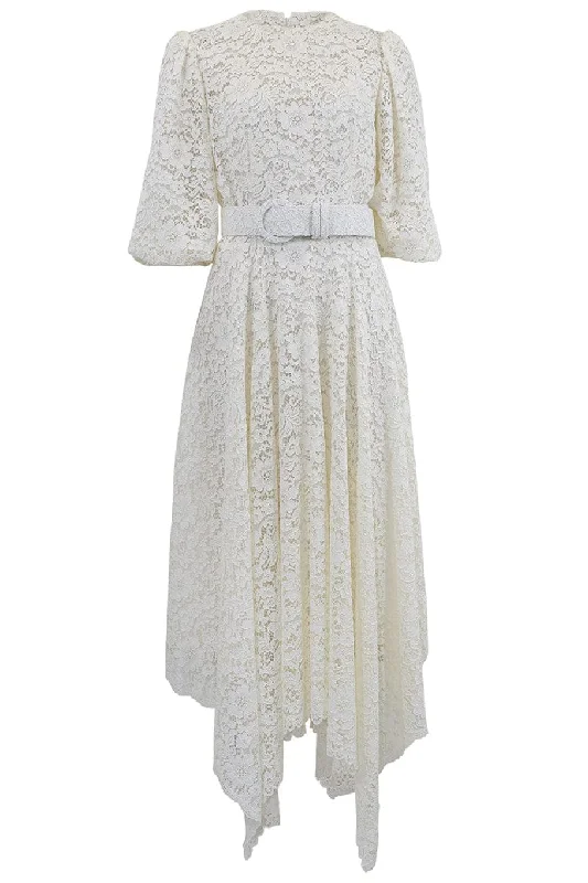 Mina Corded Lace Dress Tunics Wedding white