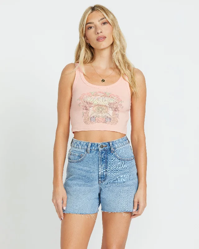 Waves Of Promise Tank - Peach Kiss off shoulder tank