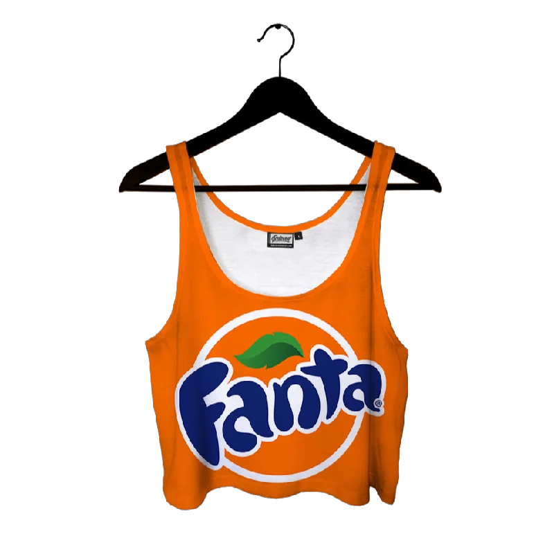 Fanta Orange Juice Crop Top Mesh Canvas Denim