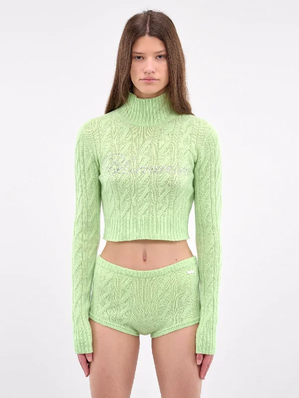 Logo Knit Sweater (2M569A-N0414-LIGHT-GREEN) Seamless Knitted Crochet