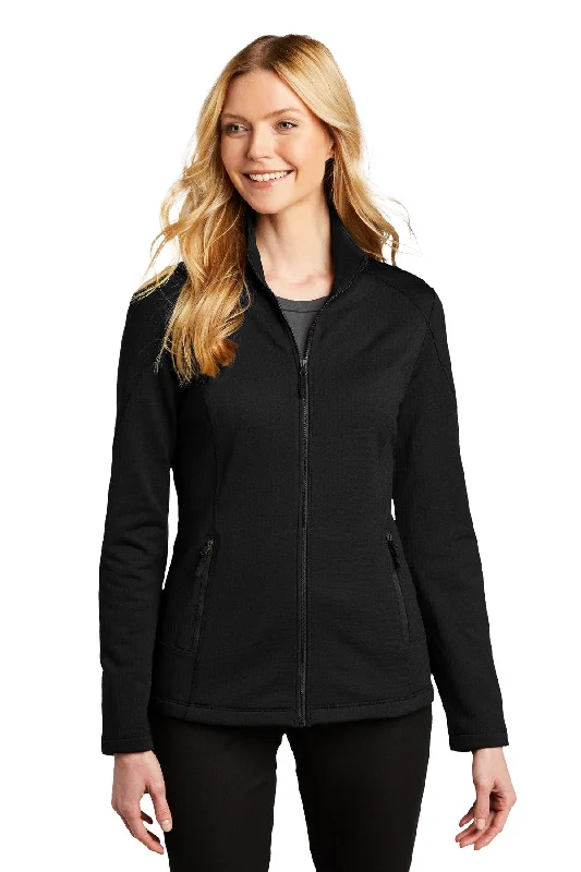 Port Authority Women's Grid Fleece Jacket Zippered Jacket Buttoned Jacket Snapped Jacket