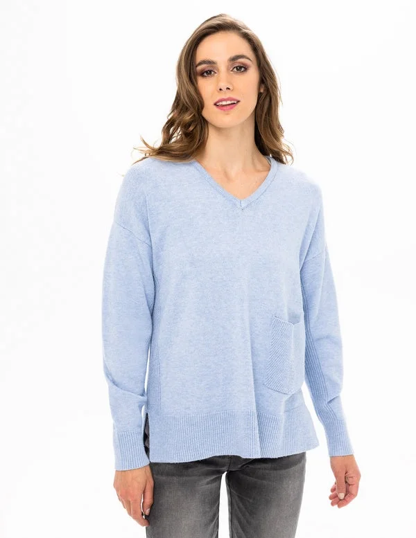 Renuar Knit Sweater R6761-3391-CLOUD Heather Cloud High Neck Crew Neck V-Neck