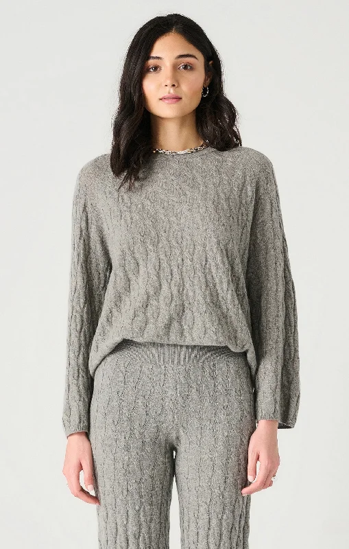 Top - Dex Long Sleeve Cable Knit Sweater High Neck Crew Neck V-Neck