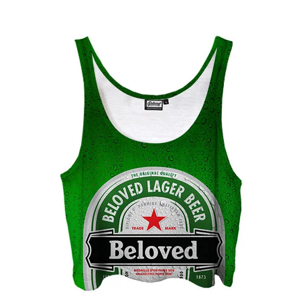 Beloved Lager Beer Crop Top Crop Top Seamless Stretchy