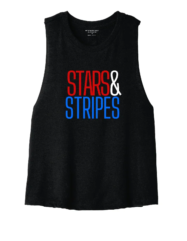 Stars & Stripes Crop Top Chenille Blend Fleece Blend Nylon Blend