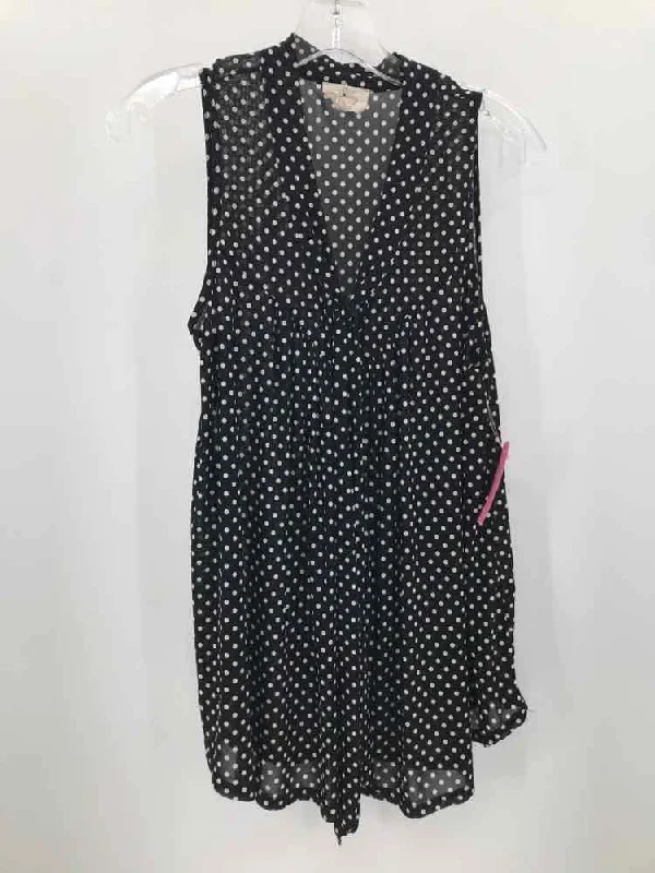 Pre-Owned Ember Black Size Medium Polka Dot Tank Top stretchy tank top