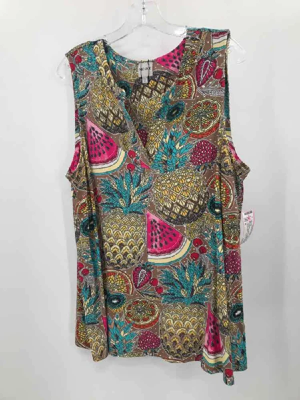 Pre-Owned Nic + Zoe Brown Size XL Printed Tank Top loose fit tank