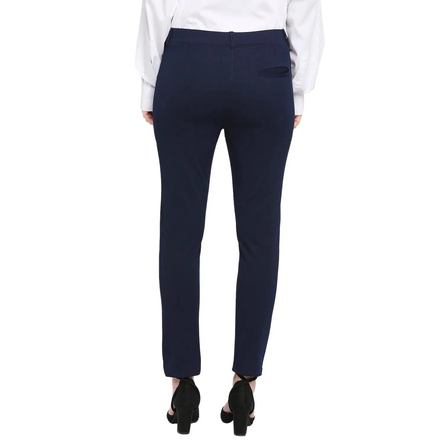 Smarty Pants Women's Cotton Lycra Ankle Length Blue Color Formal Trouser Trousers Print Floral