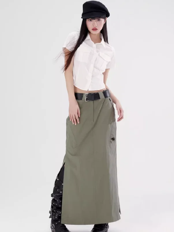 Side Slit Long Fishtail Workwear Skirt WOO0086 velvet skirt rich