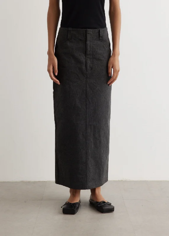 Washed Hard Twist Canvas Skirt casual skirt length