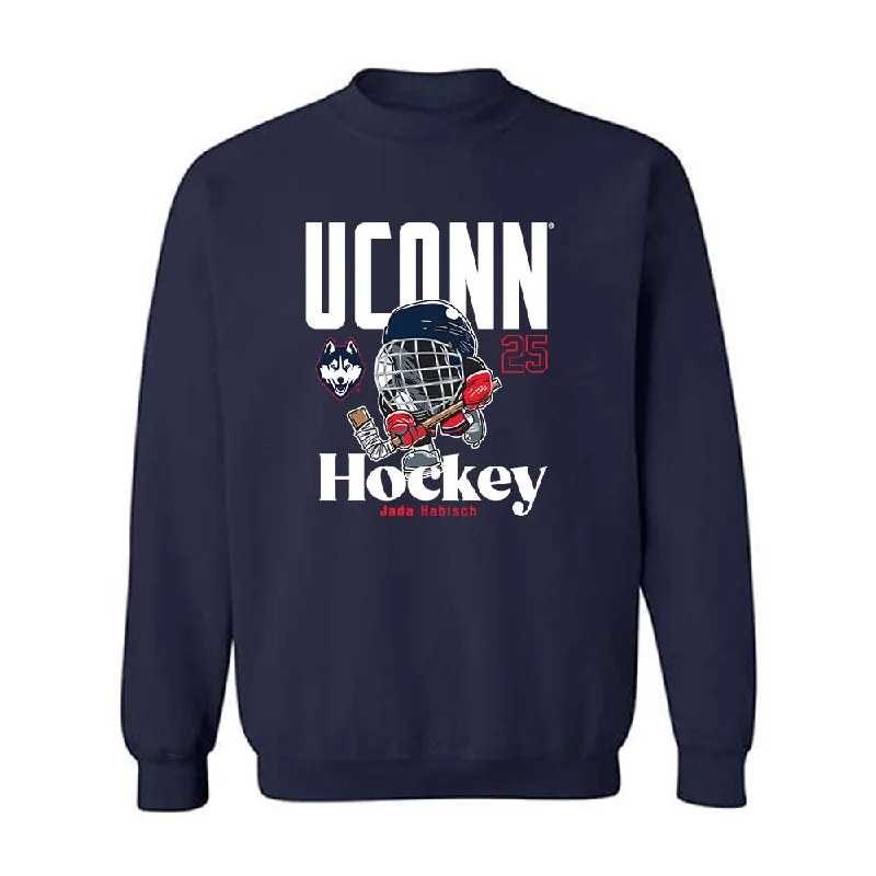 UConn - NCAA Women's Ice Hockey : Jada Habisch - Fashion Shersey Crewneck Sweatshirt Hoodie with Batwing Sleeves Loose Dramatic