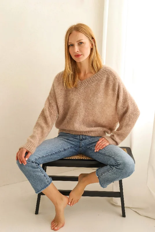 Beige Mohair Sweater Soft Cozy Warm