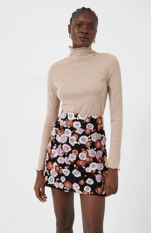 French Connection - Astrida Aliyha Lace Mini Skirt ribbed skirt waist