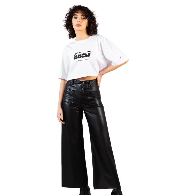 BOSHIES - Tohfa Crop Top Welt Pockets Slit Pockets Flap Pockets