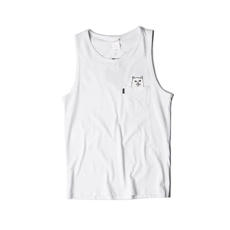 Hidden Pocket Cat Tank Tops (White) vintage tank top