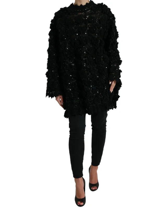 Dolce & Gabbana  Sequined Lace Sweater Chenille Brocade Lace