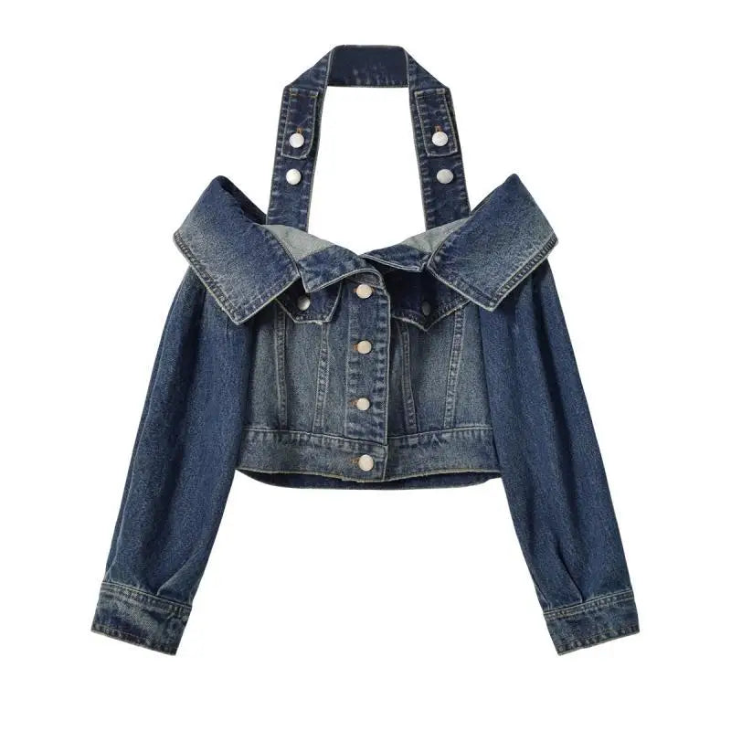 Off Shoulder Denim Jacket Belted Jacket Elasticated Jacket Padded Jacket