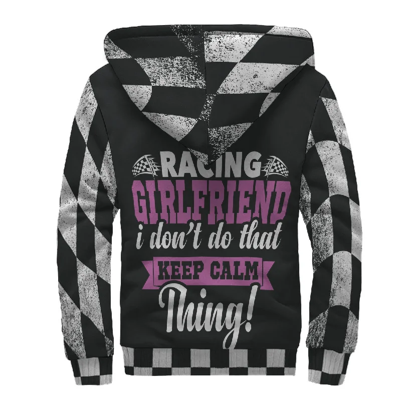 Racing Girlfriend I Don't Do That Keep Calm Thing Sherpa Jacket PV Denim Fabric Leather Fabric Suede Fabric