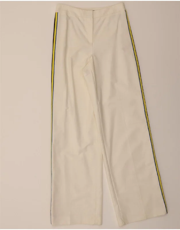 KAREN MILLEN Womens High Waist Casual Trousers UK 10 Small  W27 L34 White Trousers Summer Linen