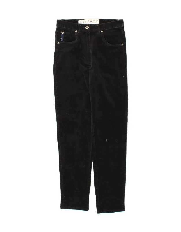 ARIZONA Womens Tapered Corduroy Trousers UK 12 Medium W28 L29 Black Cotton Trousers Solid Black