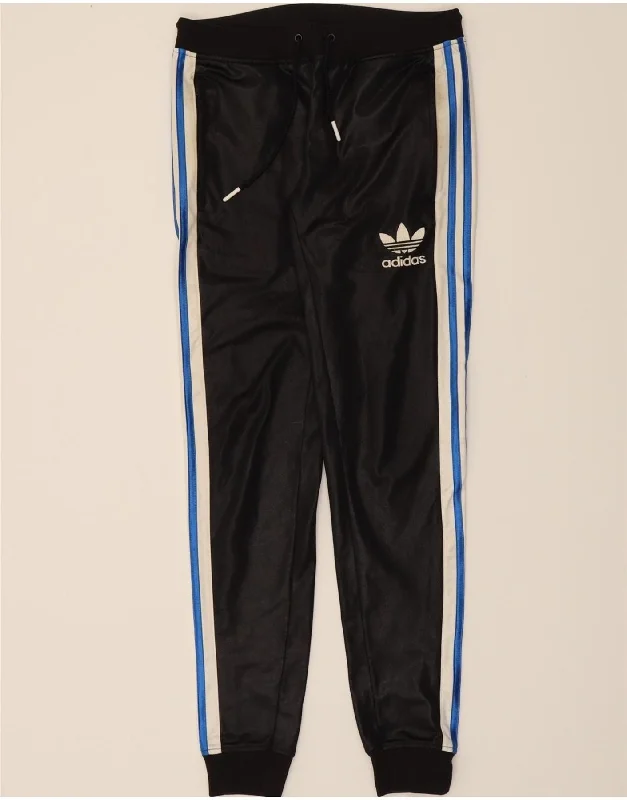 ADIDAS Womens Tracksuit Trousers Joggers UK 6 XS  Black Colourblock Trousers Low Rise Relaxed