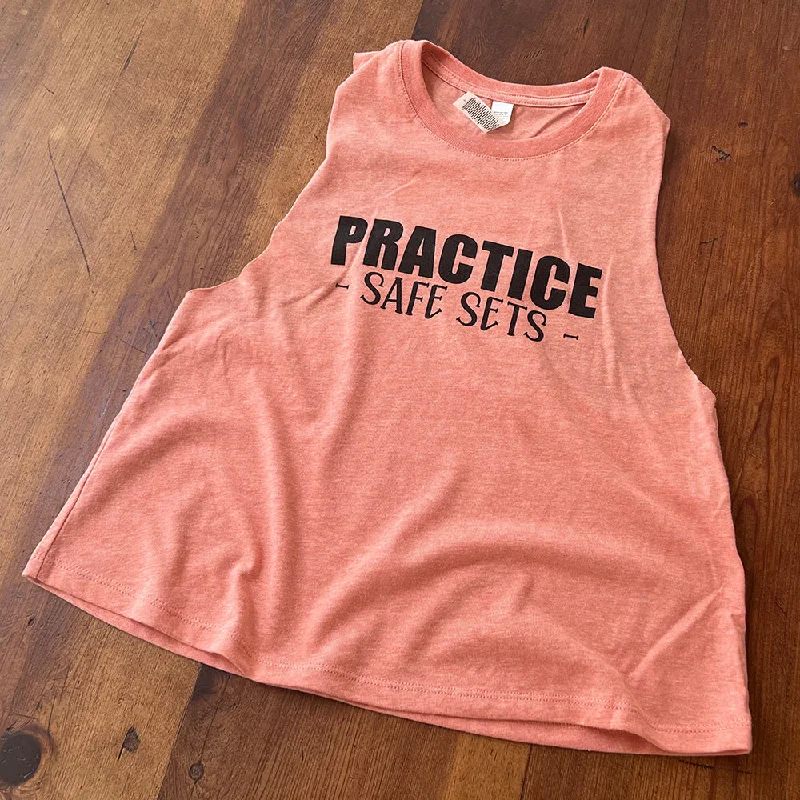 Practice Safe Sets Racerback Crop Top Thin Crop Top Open Front Quick Dry