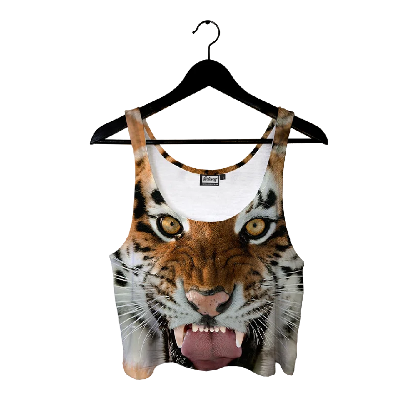 Tiger Crop Top Silk Blend Satin Velvet