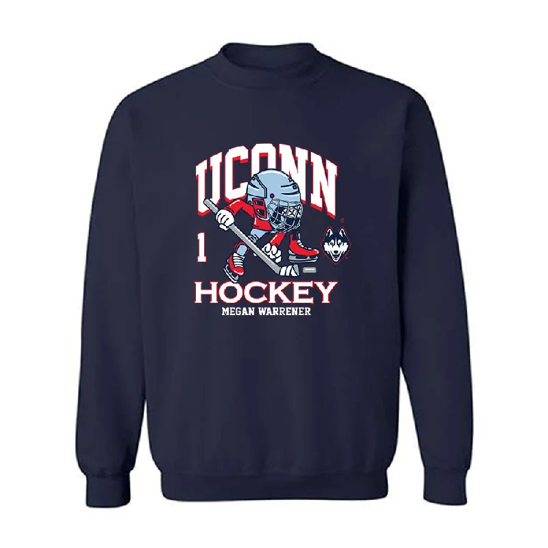 UConn - NCAA Women's Ice Hockey : Megan Warrener - Fashion Shersey Crewneck Sweatshirt Hoodie with Relaxed Fit Easy Casual