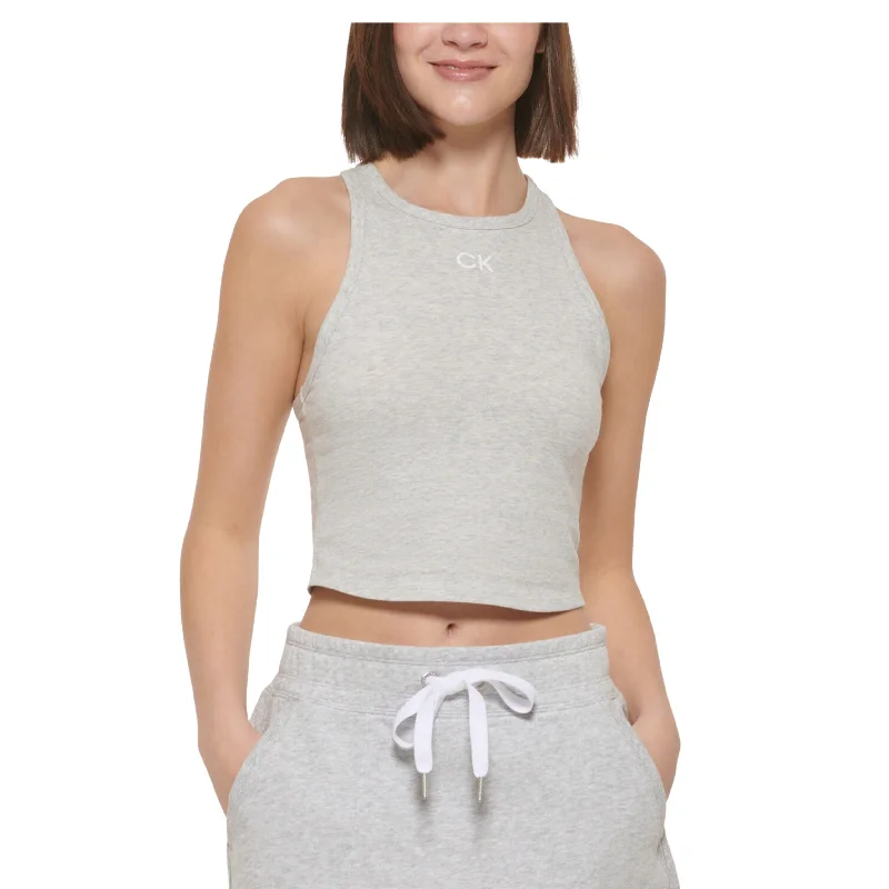 CALVIN KLEIN - Racerback Crop Top Collared Crew Neck Turtle Neck