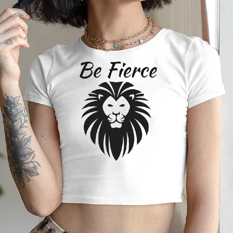 Fierce lion graphic crop top for ladies & girls Houndstooth Herringbone Solid