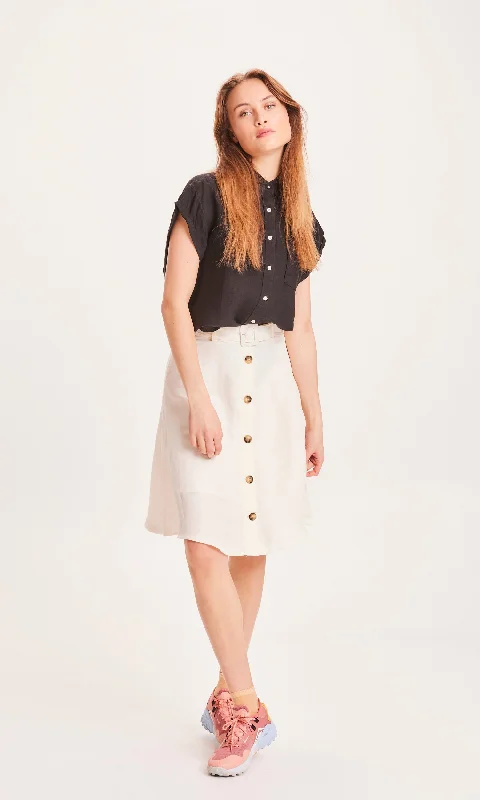 LAYLA Linen Mix Button Down Skirt - Buttercream wrap skirt elegant