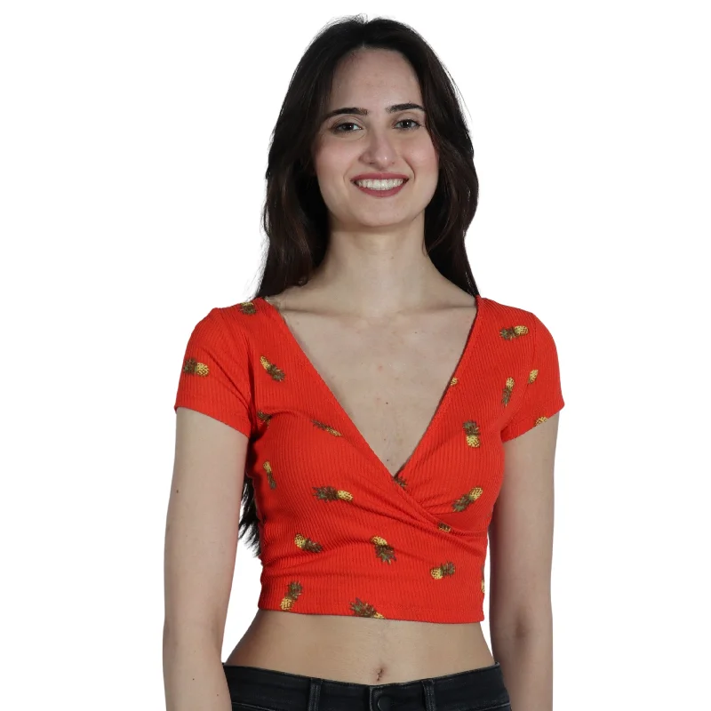 ARIZONA - V neck Crop Top Summer Crop Top Casual Short Sleeve