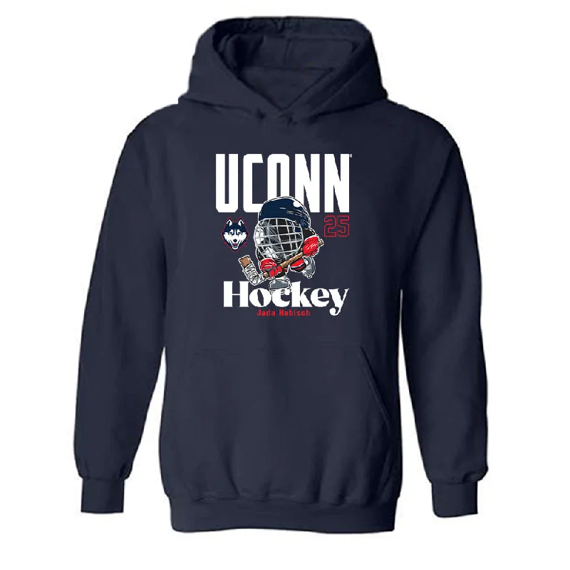 UConn - NCAA Women's Ice Hockey : Jada Habisch - Fashion Shersey Hooded Sweatshirt Hoodie with Set-In Sleeves Structured Classic