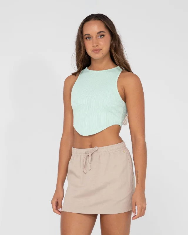 Rusty Lucy Curved Crop Tank flirty tank top