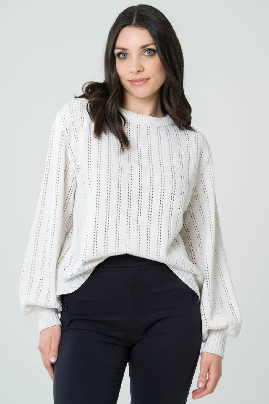 Lamier Knitted Sweater Ecru White Collared Crew Neck Turtle Neck