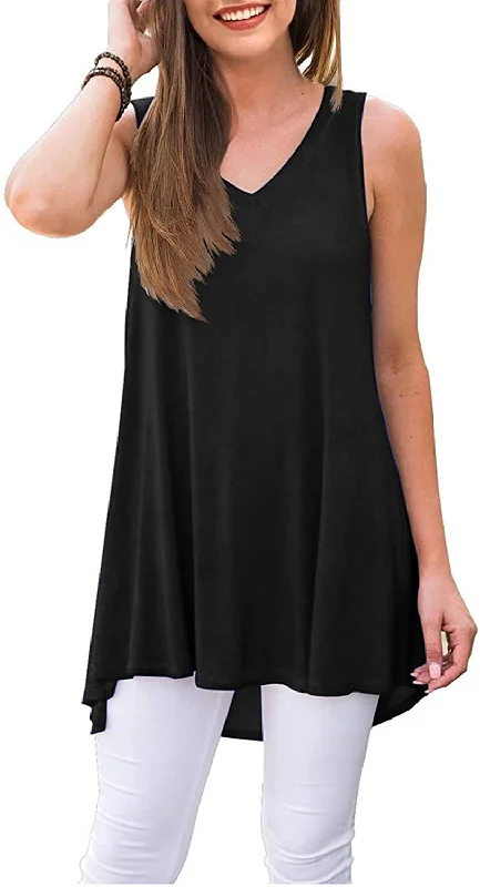 Haute Edition Women's V-Neck Tunic Length Long Tank cozy tank top