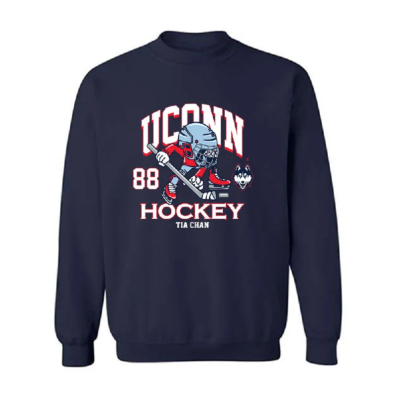 UConn - NCAA Women's Ice Hockey : Tia Chan - Fashion Shersey Crewneck Sweatshirt Hoodie with Raglan Sleeves Sporty Comfortable